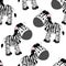Seamless pattern cute animals zebra vector illustration.