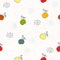 Seamless Pattern with Cute Apples on cute background