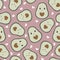 Seamless pattern with cute avocados and hearts. Print for clothing, textiles. Scandinavian cartoon doodle style. Limited