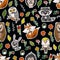 Seamless pattern with cute baby animals andflowers for kids. Bear, raccoon, rabbit, fox and other.