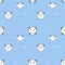 Seamless pattern, cute baby animals on blue background, vector illustration