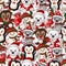 Seamless pattern with cute baby animals on Christmas wear. Vector.