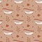 Seamless pattern of cute baby elements. Beige cartoon boho background. For textile, fabric, postcard, poster