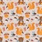 Seamless pattern with cute bears, squirrels, owls
