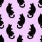 Seamless pattern with cute black space cats. Texture for wallpapers, stationery, fabric, wrap, web page backgrounds, vector