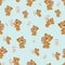 Seamless pattern with a cute brown teddy