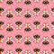 Seamless pattern with cute bugs. Colorful hand drawn vector
