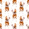 Seamless pattern, cute bulldogs on a white background. Print, textile vector