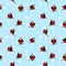 Seamless pattern with cute bullfinches