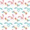 Seamless pattern with cute bunnies and flowers. Easter texture for holiday decoration. Endless background for baby clothes, kids