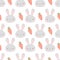 Seamless pattern Cute Bunny and carrots, print design rabbit background, children print textile design Vector