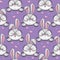 Seamless Pattern Cute Bunny Rabbits Cartoon Vector Illustration