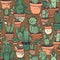 Seamless pattern with cute cacti. Vector illustration