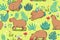 Seamless pattern with cute capybaras. Vector graphics