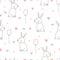 Seamless pattern cute cartoon animal background with a rabbit with heart balloons