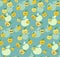 Seamless pattern with cute cartoon apple