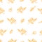 Seamless pattern with cute cartoon birds on white background. Autum time. Funny animals.