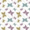 seamless pattern, cute cartoon butterflies white background