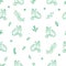 Seamless pattern with cute cartoon dinosaurs and plants on white background. Floral print. Funny dragons in the meadow. Herbal.