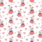 Seamless pattern with cute cartoon girl mouse