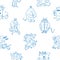 Seamless pattern with cute cartoon monsters on white background. Fabulous wallpapers with creatures. Funny animal print.