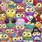 Seamless Pattern with cute cartoon owls