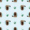 Seamless pattern with cute cartoon platypus vector illustration. Australian fauna