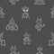 Seamless pattern with cute cartoon robots on dark background. Funny characters print.