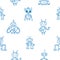 Seamless pattern with cute cartoon robots on white background. Funny characters print.