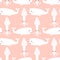 Seamless pattern with cute cartoon sea animals - white whale and squid.