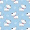 Seamless pattern with cute cartoon terrier dogs.