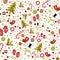 Seamless pattern with cute cartoon xmas mittens