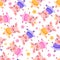 Seamless pattern of cute cartoons girls pigs