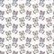 Seamless pattern of cute cat characters. Fishbone.