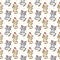 Seamless pattern of cute cat characters. Pet in love. Fishbone.