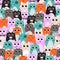 Seamless pattern with cute cats for kids. Vector illustration.