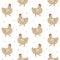 Seamless pattern with cute chickens isolated on white - cartoon hens characters for happy farm design