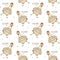 Seamless pattern with cute chickens isolated on white - cartoon hens and roosters characters for happy farm design