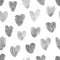 Seamless Pattern with Cute Childlike Watercolor Black and White Hearts. Hand Drawn Paint Object for Graphic Design use. Abstract