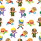 Seamless pattern with cute children uses the super heroes costume