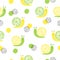 Seamless pattern with cute citrus snails.