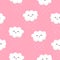 Seamless pattern with cute clouds and snow. Flat style. Vector illustration