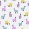 Seamless pattern with cute colorful llama.
