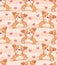 Seamless pattern with cute corgi dogs and hearts