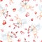 Seamless pattern with cute cupids with bow, arrows and hearts. Little angels. Hand-drawn watercolor illustration