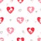 Seamless pattern with cute Cupids and watercolor hearts.