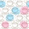 Seamless pattern with cute cups