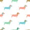 Seamless pattern with cute dachshound dogs. Vector illustration.