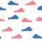 Seamless pattern with cute decorative fishes. Funny multicolor background, marine texture.