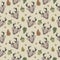 Seamless pattern with cute deers, autumn leaves and acorns